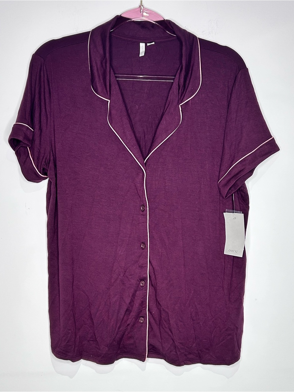 NWT Nordstrom Moonlight Burgundy Fig Short Sleeve Button Front Pajama Top Medium